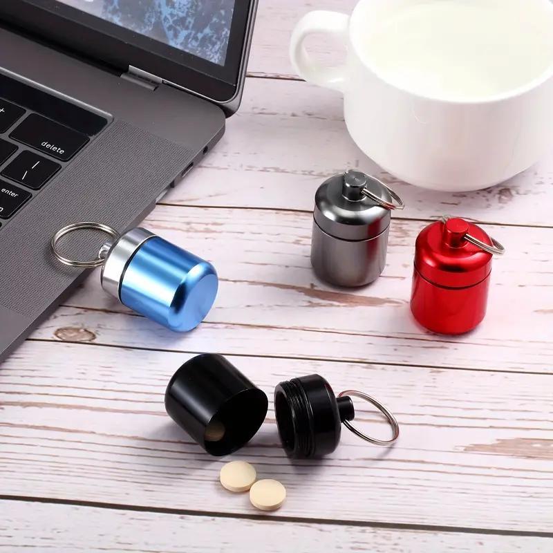 Portable Sealed Metal Pill Box with Keychain and Coin Storage