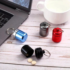 Portable Sealed Metal Pill Box with Keychain and Coin Storage