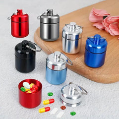 Portable Sealed Metal Pill Box with Keychain and Coin Storage