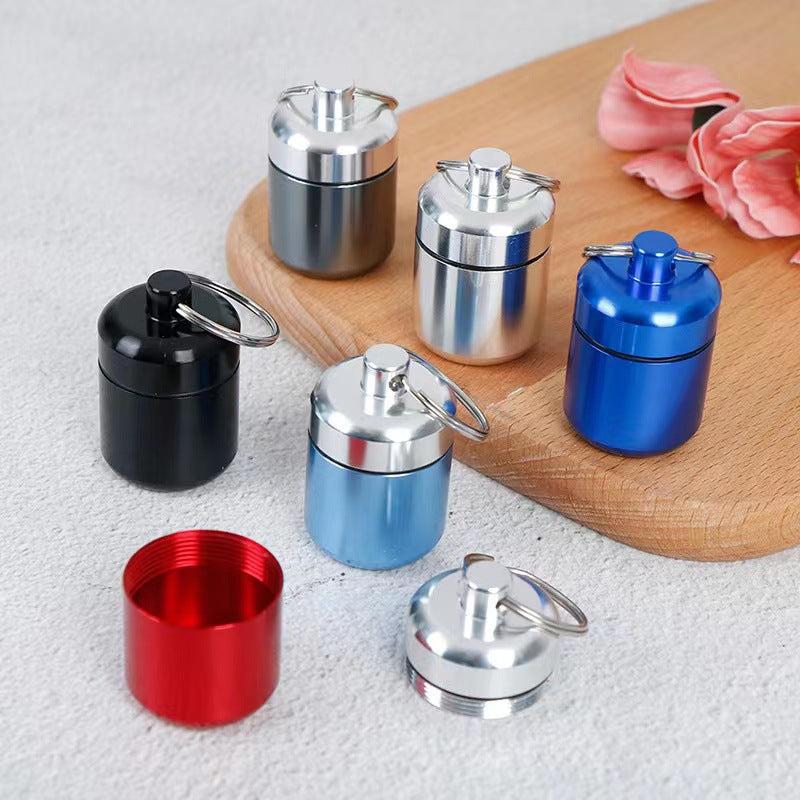 Portable Sealed Metal Pill Box with Keychain and Coin Storage