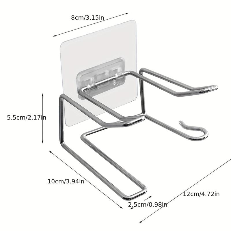 Stainless Steel Hair Dryer Rack Wall Mounted Storage