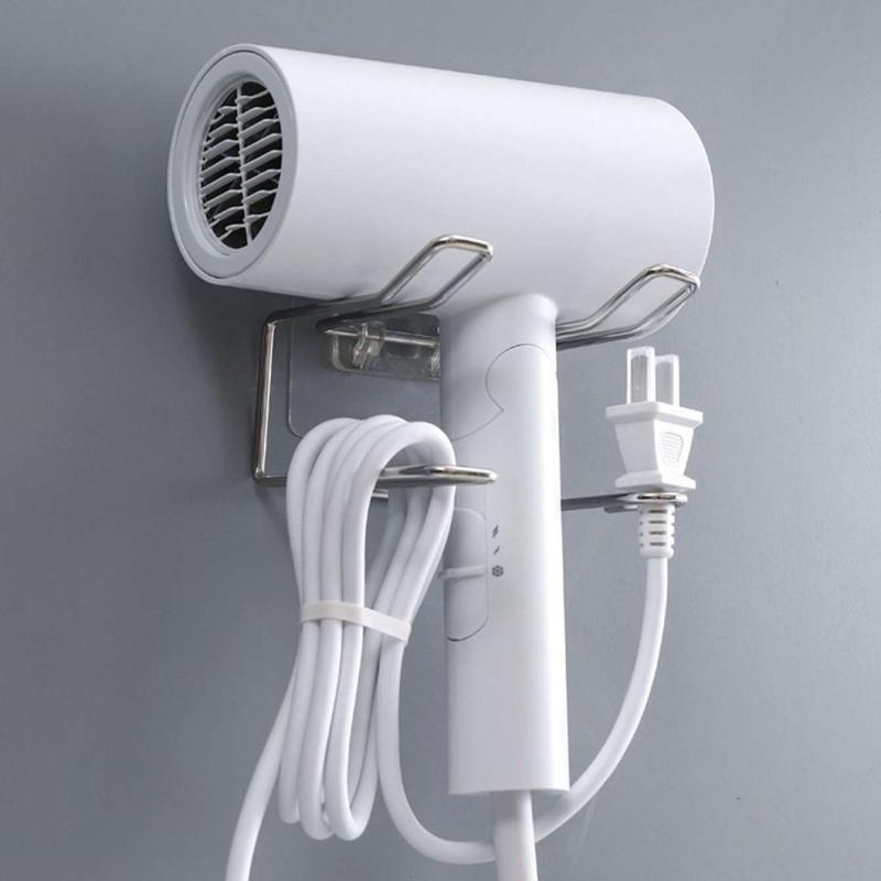 Stainless Steel Hair Dryer Rack Wall Mounted Storage