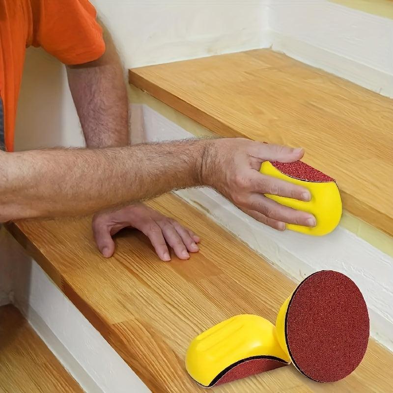 12 Hook And Loop Hand Sanding Block Round Pad Woodworking