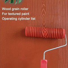 Rubber Faux Wood Grain Paint Roller With Handle Wall Paint Texture Tool