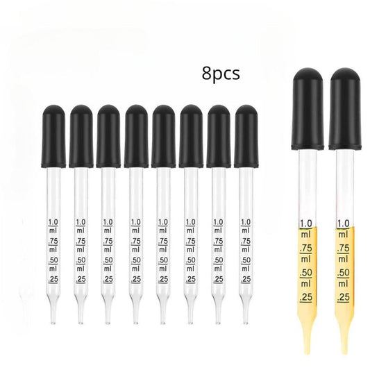 8pcs Essential Oils Eye Dropper Straight Tip Glass Medicine Dropping Pipettes