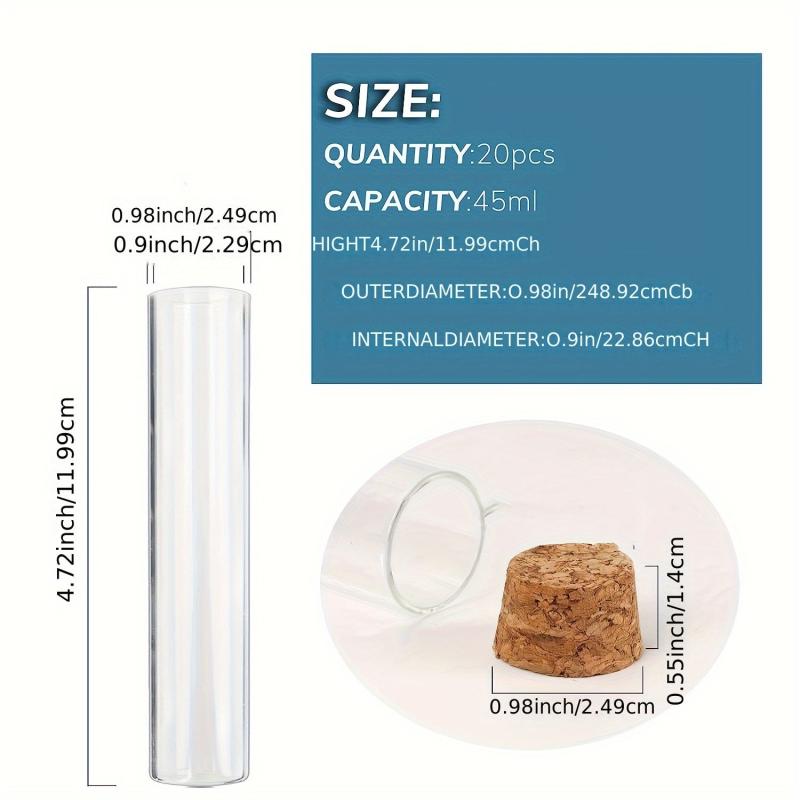 20pcs 25x120mm Glass Test Tube with Cork Stopper