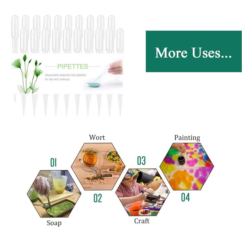 100pcs Disposable Plastic Pipettes 1ml 2ml 3ml Eye Dropper Set Lab
