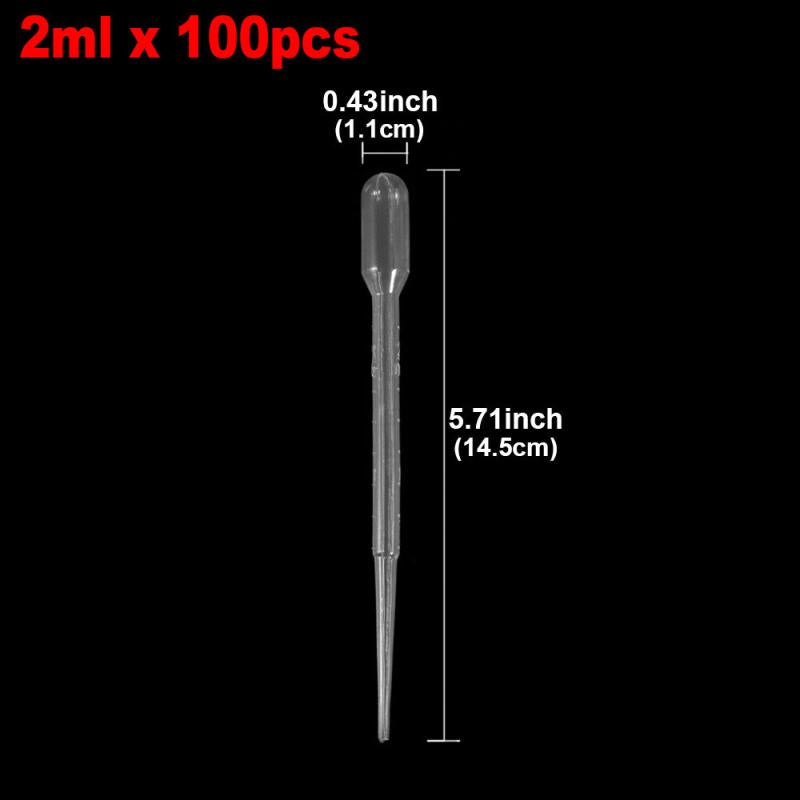 100pcs Disposable Plastic Pipettes 1ml 2ml 3ml Eye Dropper Set Lab