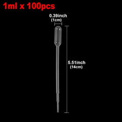 100pcs Disposable Plastic Pipettes 1ml 2ml 3ml Eye Dropper Set Lab