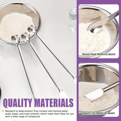 Stainless Steel Double Headed Medicine Spoon for Accurate Dosage Measurement