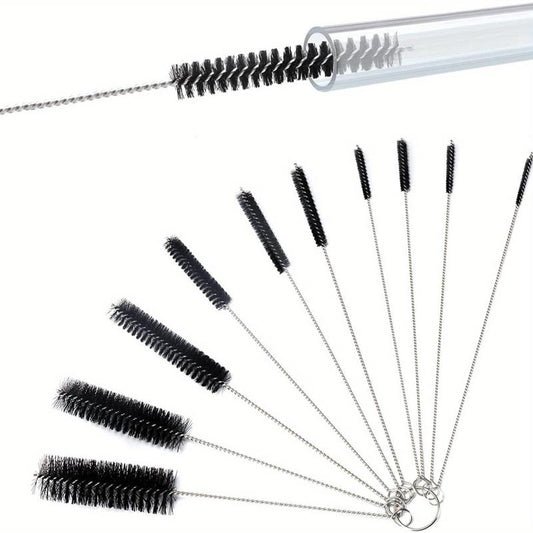 10pcs Long Tube Brush Nylon Tube Cleaner Bottle Brush Cup Brush Set