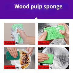 Wood Pulp Cotton Dishwashing Sponge Cleaning Cloth Block