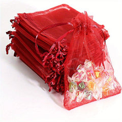 100pcs Sheer Organza Bags Mesh Drawstring Small Pouch Gift Bags