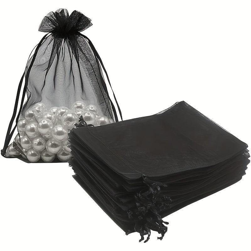 100pcs Sheer Organza Bags Mesh Drawstring Small Pouch Gift Bags