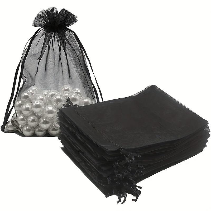 100pcs Sheer Organza Bags Mesh Drawstring Small Pouch Gift Bags