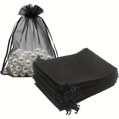 100pcs Sheer Organza Bags Mesh Drawstring Small Pouch Gift Bags