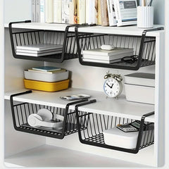 1pc Storage Basket Under Shelf Multifunctional Office Wardrobe Hanging Basket