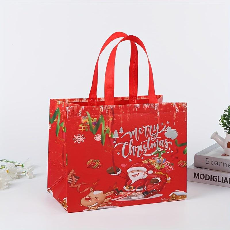 6pcs Gilding Christmas Gift Bags Reusable Tote Bags with Handles