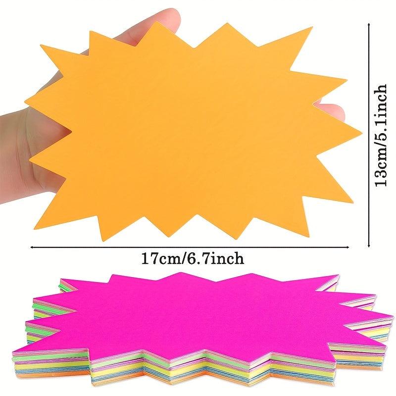 80pcs Explosion Shape Sign Cards Fluorescent Sign Labels 17 02 X 12 95 Cm