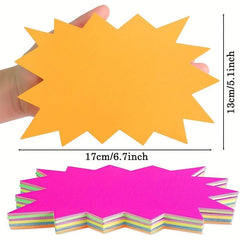 80pcs Explosion Shape Sign Cards Fluorescent Sign Labels 17 02 X 12 95 Cm