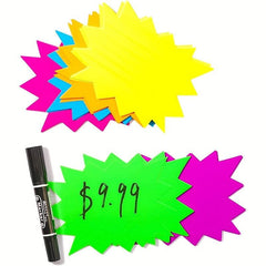 80pcs Explosion Shape Sign Cards Fluorescent Sign Labels 17 02 X 12 95 Cm