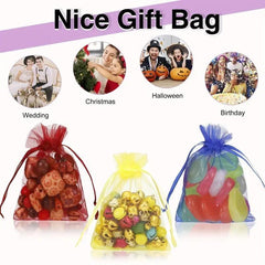 100pcs Organza Bags Mix Satin Drawstring Organza Pouch
