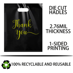 100pcs Thank You Merchandise Bags Extra Thick Retail Shopping Bag Boutique Bag