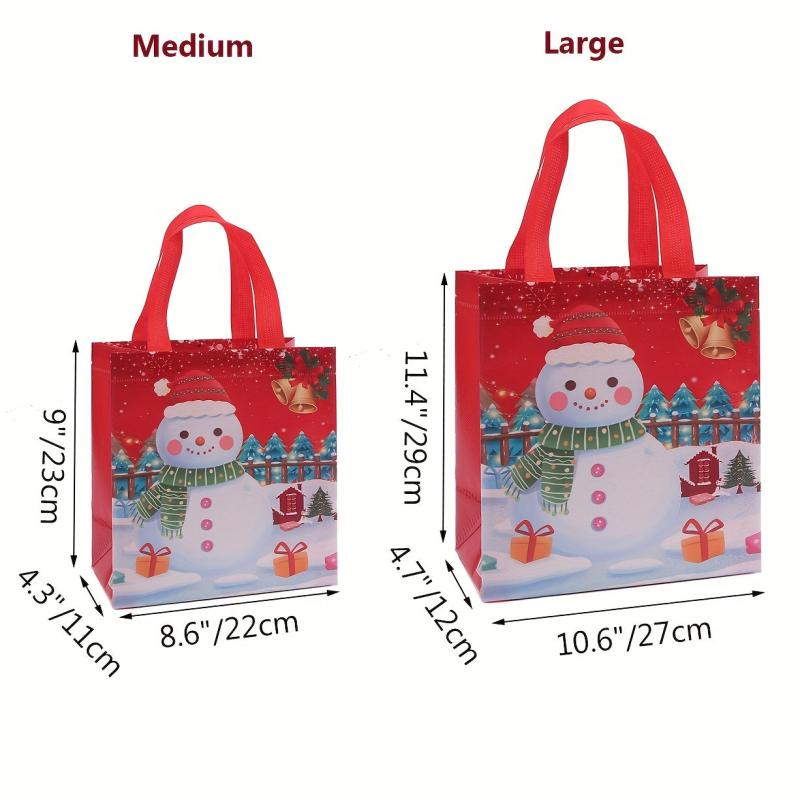 4pcs Reusable Christmas Gift Bags With Handles Non Woven Holiday Treat Baskets