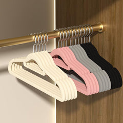 5pcs Velvet Hangers Non Slip Flocked Trouser Skirt Hanger Closet Storage Hook