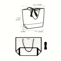 10pcs Bowknot Decor Tote Bag Large Capacity Paper Handbag B