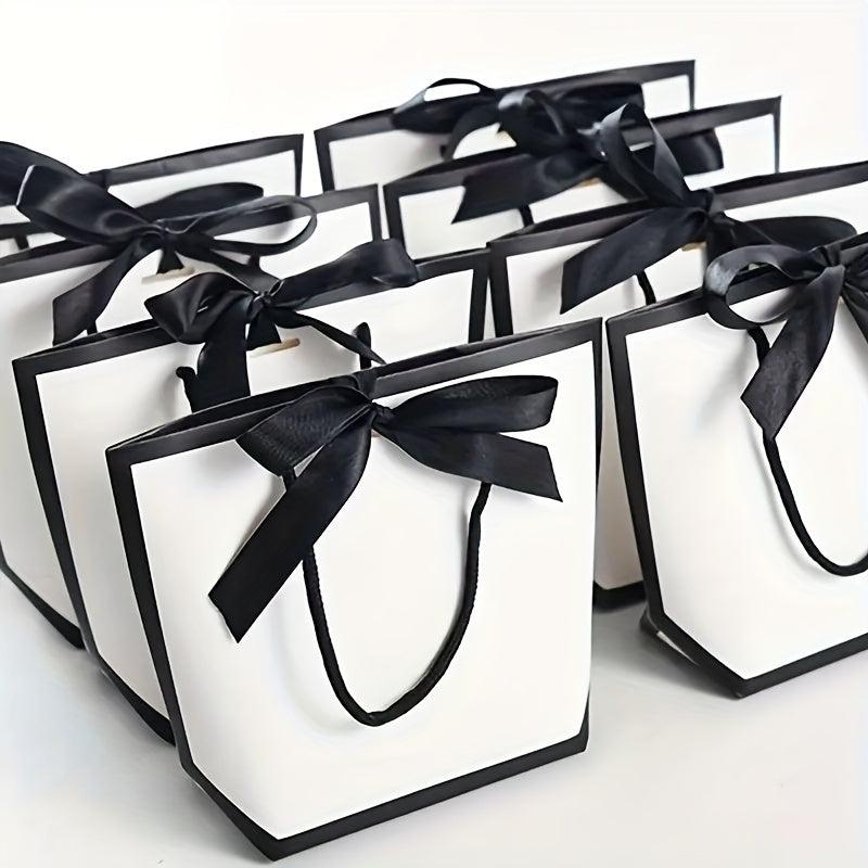 10pcs Bowknot Decor Tote Bag Large Capacity Paper Handbag B