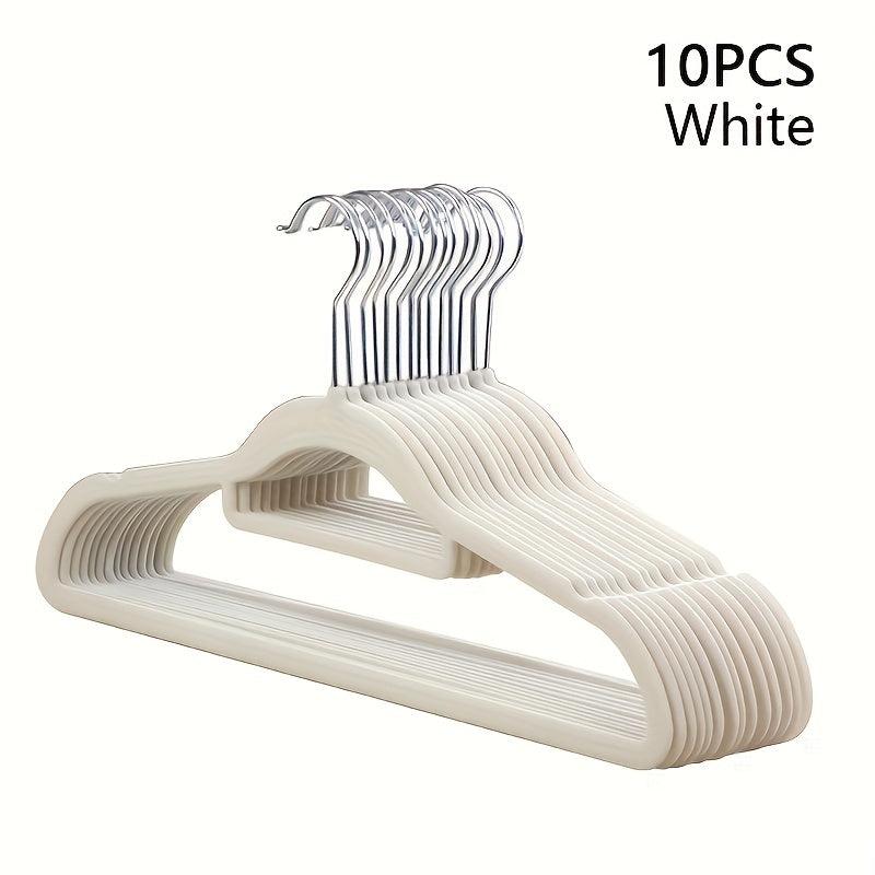 10pcs Flocked Clothes Hanger Non-slip Prevent Shoulder Bulging Traceless