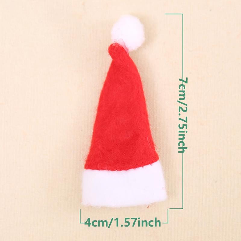 10pcs Christmas Lollipop Hat Non-woven Mini Christmas Hat Decorations