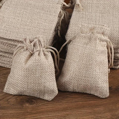 50pcs Burlap & Jute Bags Drawstring Gift Bags Jewelry Bags Ornaments Hemp Bags
