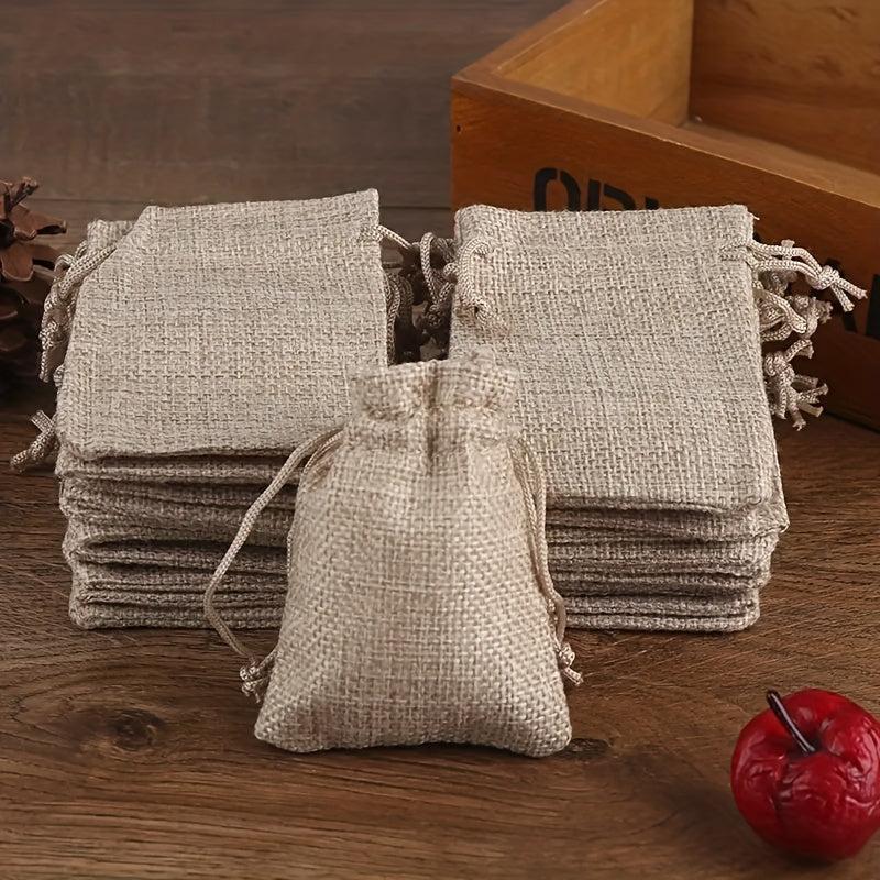 50pcs Burlap & Jute Bags Drawstring Gift Bags Jewelry Bags Ornaments Hemp Bags