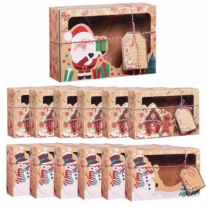 6/9pcs Christmas Cookie Boxes, Treat Boxes for Donuts, Cupcake, Candy Gift