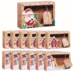 6/9pcs Christmas Cookie Boxes, Treat Boxes for Donuts, Cupcake, Candy Gift
