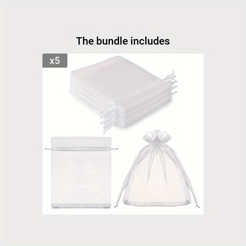10pcs Sheer Organza Bags 8x11 Mesh Drawstring Small Jewelry Makeup Favor Bags
