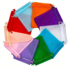 10pcs Sheer Organza Bags 8x11 Mesh Drawstring Small Jewelry Makeup Favor Bags