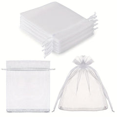 10pcs Sheer Organza Bags 8x11 Mesh Drawstring Small Jewelry Makeup Favor Bags