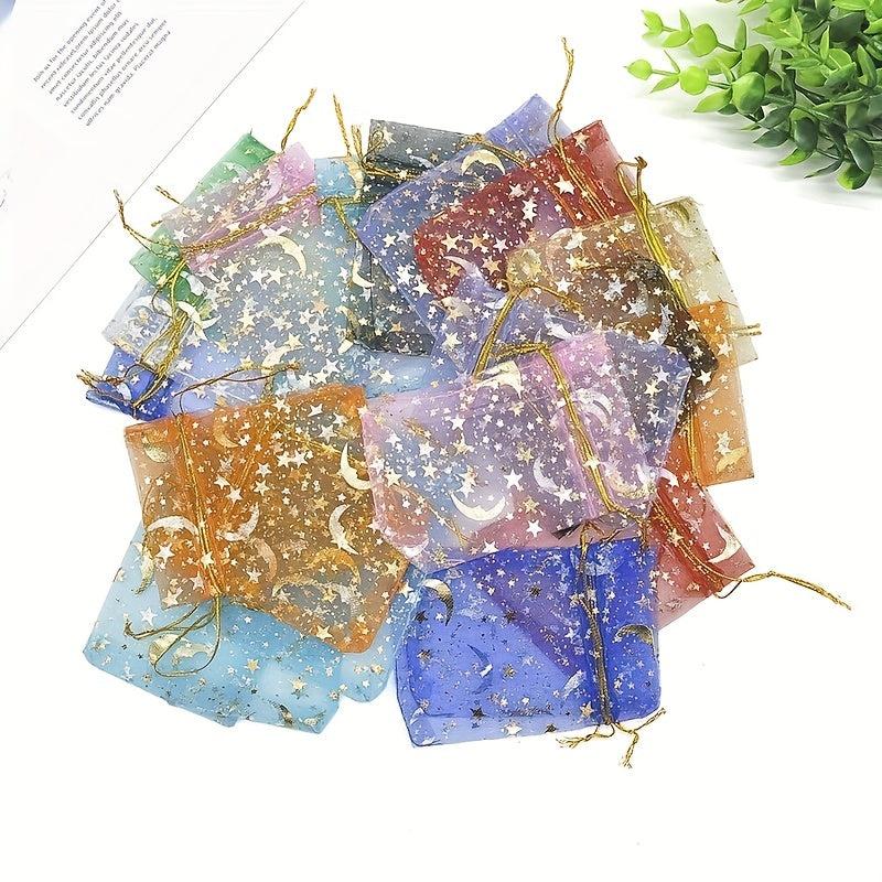 10pcs 50pcs Mixed Moon Star Organza Bags Wedding Party Cookie Bags