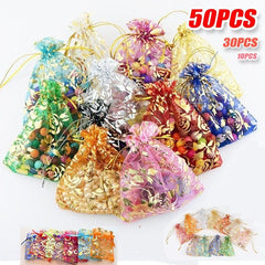 50pcs Drawstring Gift Bags for Wedding Party Favors Xmas Halloween Decor