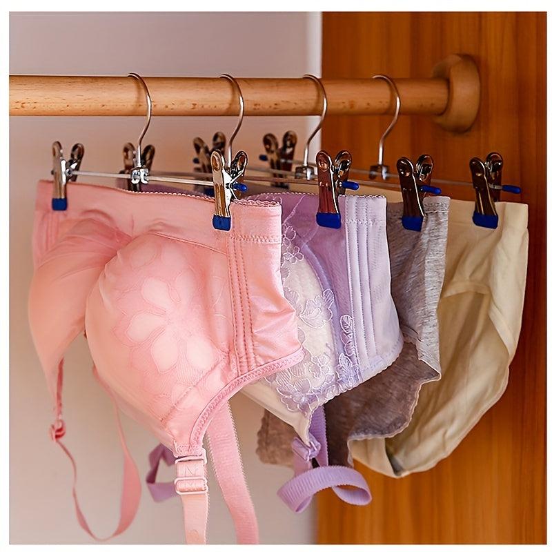 10pcs Telescopic Pants Rack Clothes Hanger Pants Clip Stainless Steel