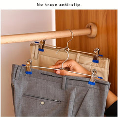 10pcs Telescopic Pants Rack Clothes Hanger Pants Clip Stainless Steel