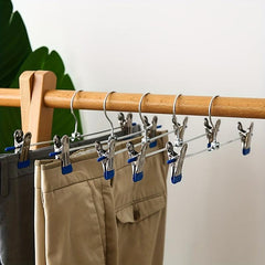 10pcs Telescopic Pants Rack Clothes Hanger Pants Clip Stainless Steel