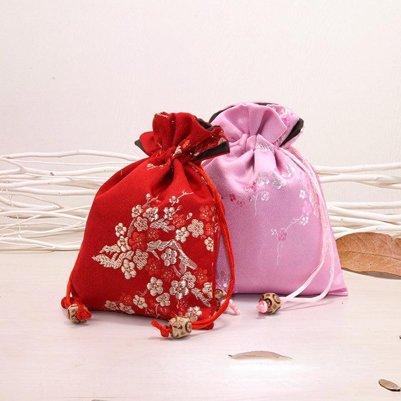 Chinese Style Double Layer Brocade Jewelry Bag 12x4x7.5in