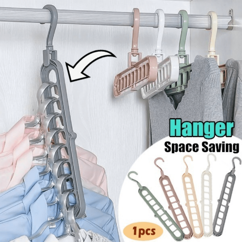 Folding Magic Hanger 9 Hole 360 Rotating Wardrobe Drying Clothes Storage