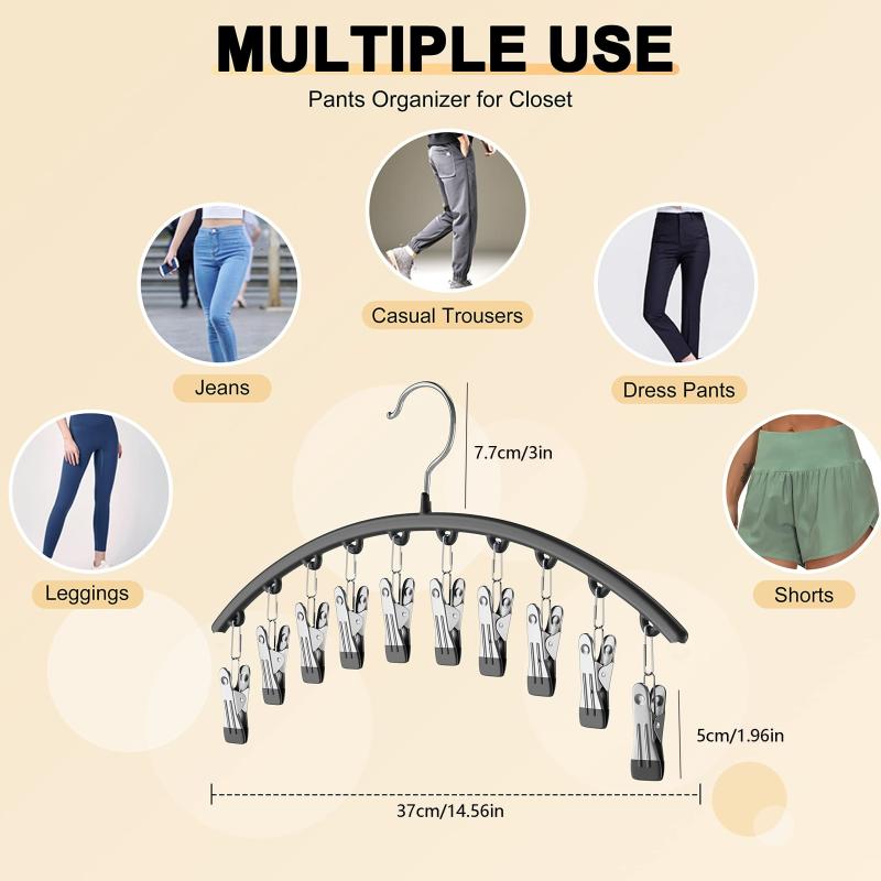 Curved Metal Yoga Pants Hanger Organizer With 10 Clothespins