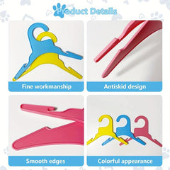 5pcs Small Plastic Pet Clothes Hangers Pink Yellow