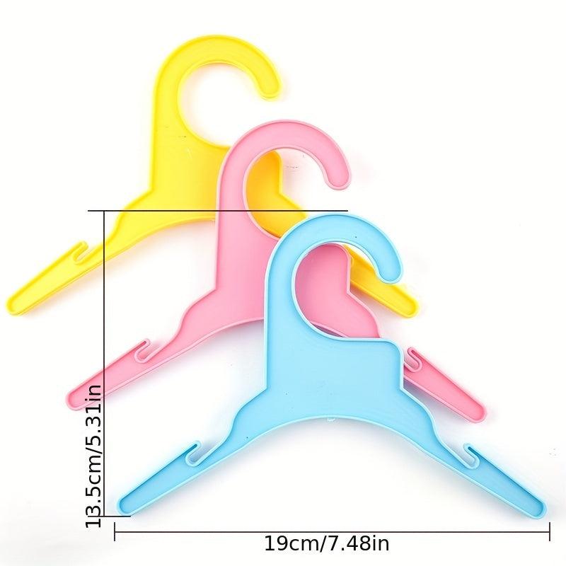 5pcs Small Plastic Pet Clothes Hangers Pink Yellow